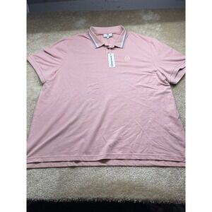 Sergio Tacchini Mens 4XL Pink Tipped Collar Pique Polo Shirt Short Sleeve Logo
